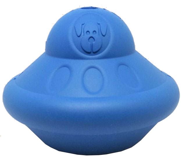 Spotnik Flying Saucer Durable Rubber Chew Toy & Treat Dispenser - Medium - Blue