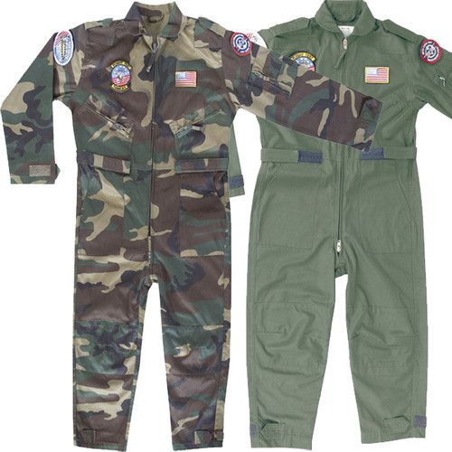 Kids olive green / Camouflage flying suit
