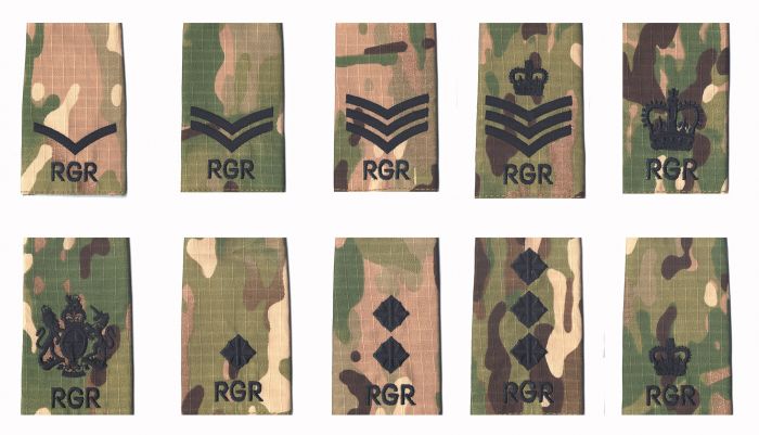 RGR The Royal Gurkha Rifles Multicam / MTP Rank Slide Epaulette - Black Thread (All Ranks)