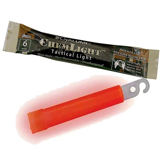 6 Hour 4” Military ChemLight (10cm) Red lightstick (Cyalume® Branded)