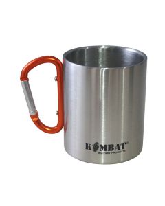 Kombat Stainless Steel Carabiner Mug - Silver/Orange