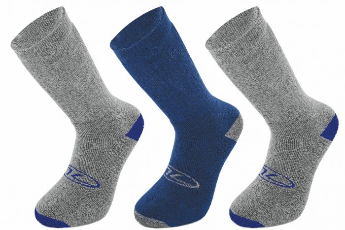 3 Pair Pack Walking Socks Grey/Blue