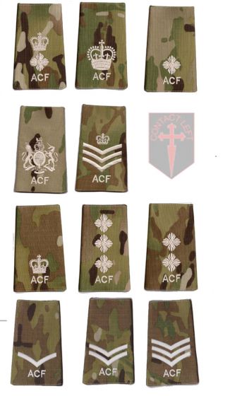 ACF Multicam / MTP Rank Slide Epaulette - Ivory Thread Cadets (All Ranks)